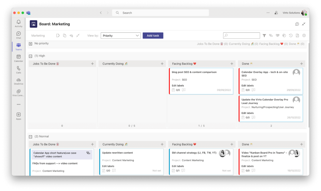 Project-oriented kanban swimlanes examples