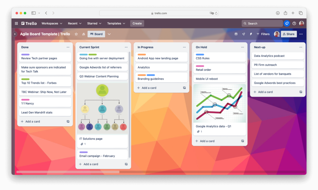 Agile kanban board