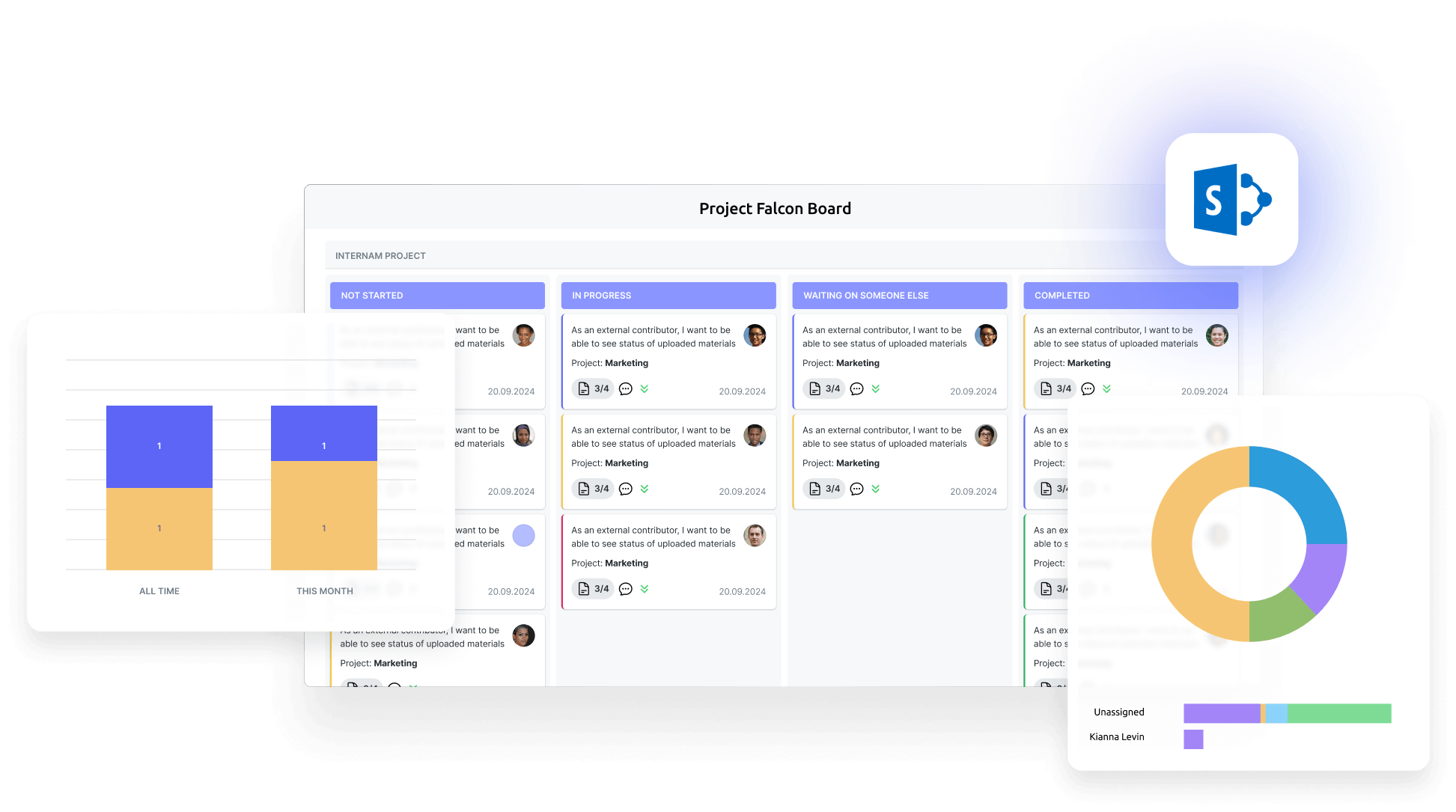 kanban board for sharepoint on premise interface