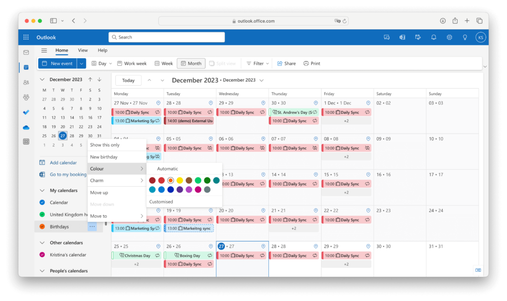 outlook categories ideas